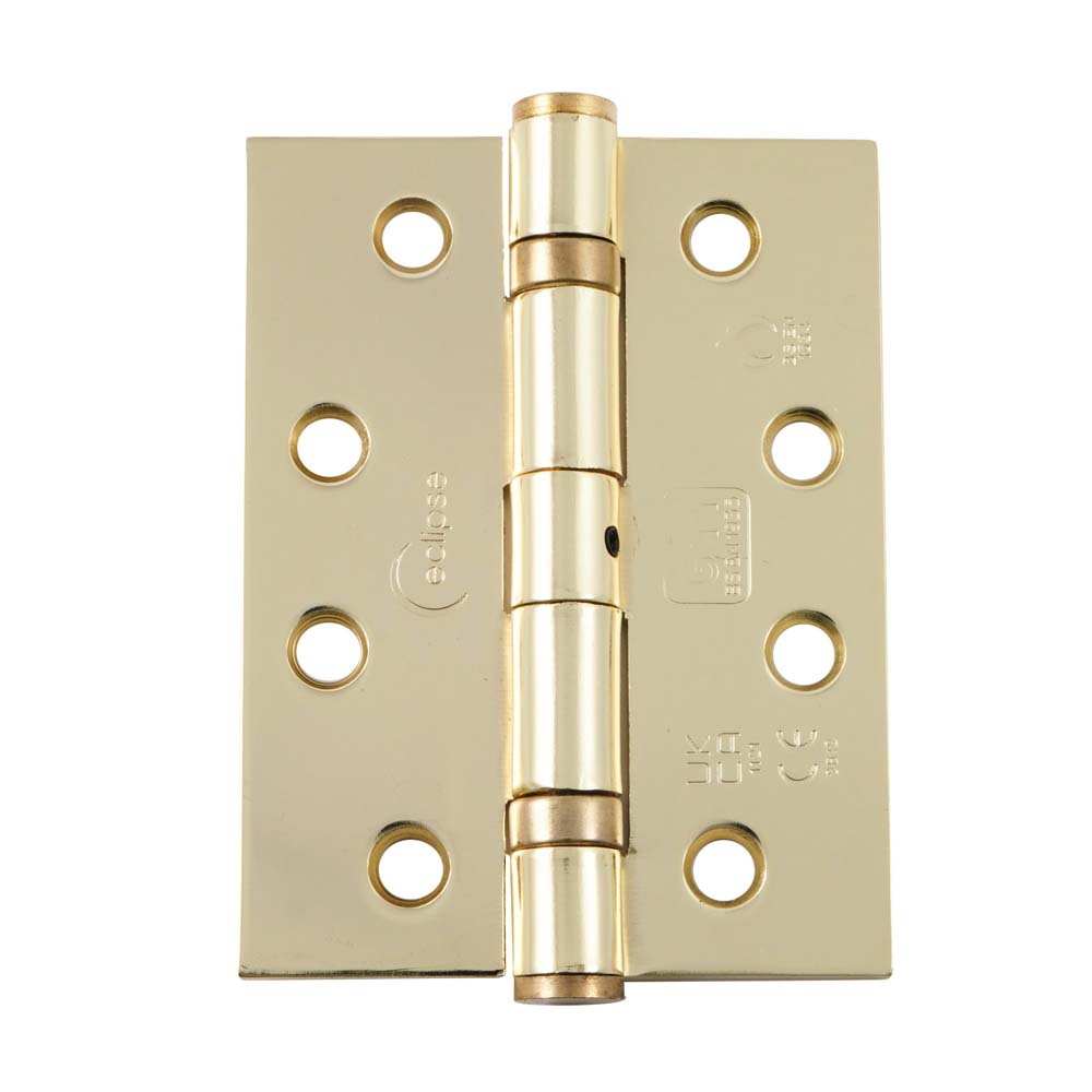 Eclipse 4 Inch (102mm) Grade 11 Ball Bearing Hinge - Polished Brass (Sold in Pairs)